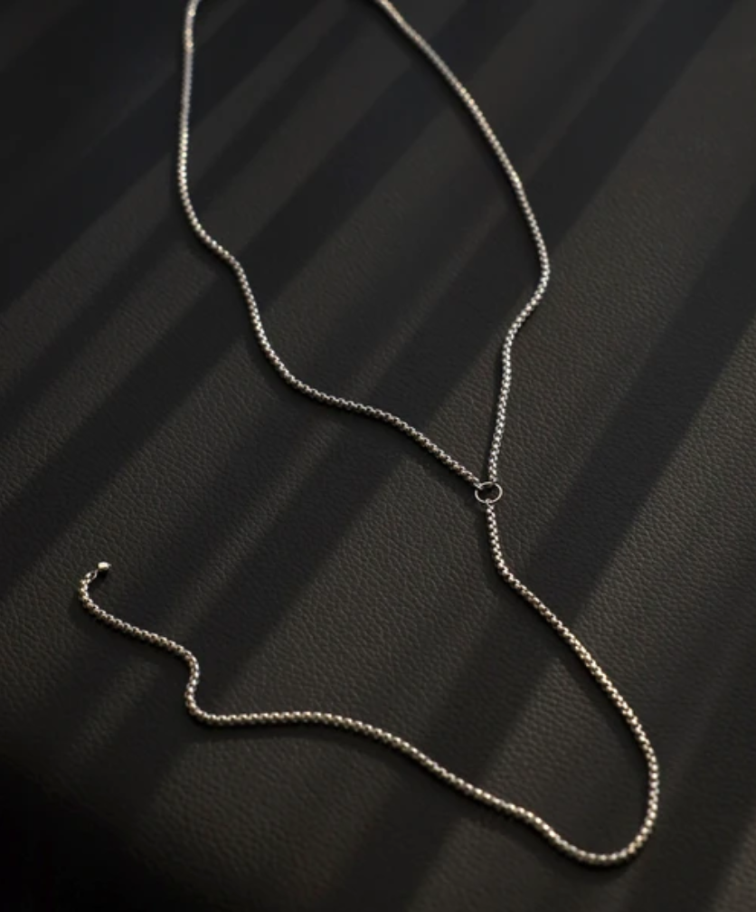 long silver necklace